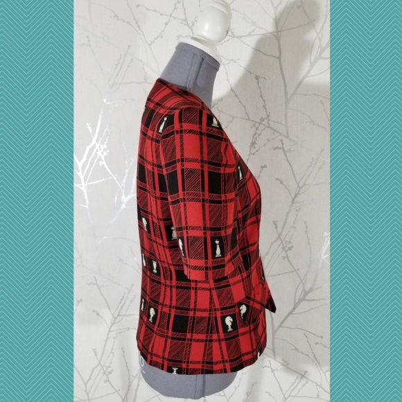 Infinite Italy Red Checks Chessboard Print Blazer - Picture 3 of 5